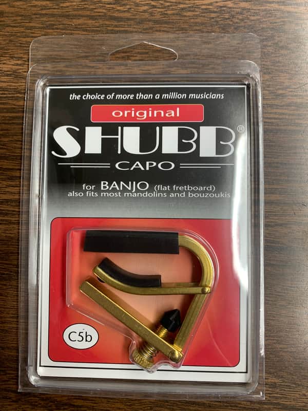 Shubb Banjo (Flat Fretboard) Capo C5b Gold- Also For Mandolin & Bouzouki-Made in USA image 1