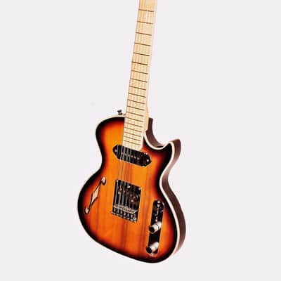 BootLegger Guitar Single Barrel Brown Red Black Burst Custom Case & Flask P90 & Single Coil image 12