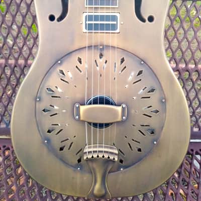 National Reso-Phonic 2023 NRP Custom Antique Brass Deluxe 12 Fret w/ Charlie Christian Pickup & Waverlys image 1