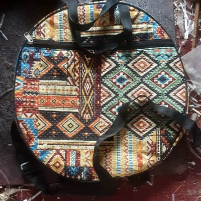 16" inch. VELVET Fabric Handmade Shaman Shamanic wooden frame drum Bag + front One Pocket , Avl. in (4) Four types Hanging belts imagen 2