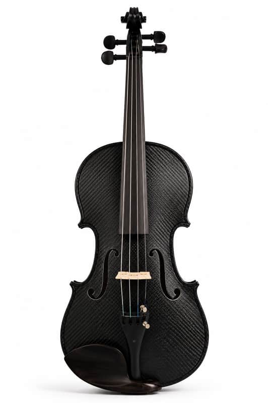 Geneva Carbon Fiber Visual Art 4/4 Violin – Black Carbon Fiber Design, Student Outfit w/ Case & Bow image 1