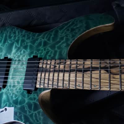 Mayones Aquila Elite S7 26.5" Reverse Headstock 4A QM top, Pale Moon Ebony Fretboard 16", Luminlay Offset Dot Inlays, Black Limba body, Wenge neck, Velvetrone Pickups image 2