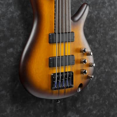 Ibanez SR Bass Workshop 5 String Electric Bass - Fretless - Brown Burst Flat (SRF705BBF) image 3