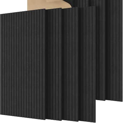 8 Pack Large Acoustic Panels,47.2" X 23.6" X 0.35" Acoustical Wall Panel, Self-Adhesive Sound Proof Panels, Decorative Soundproof Wall Panels for Echo Absorption for Home Studio Office, Black image 1