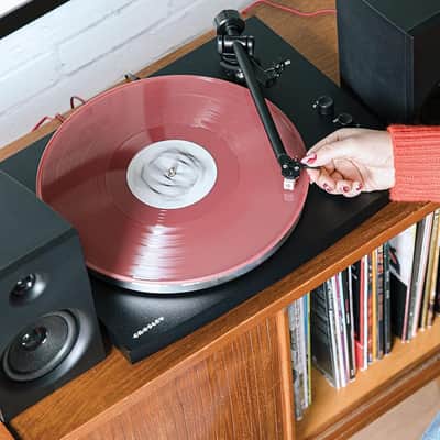 Crosley T150C-BK 2-Speed Bluetooth Turntable Record Player System with Weighted Tone Arm and Stereo Speakers - Black image 7