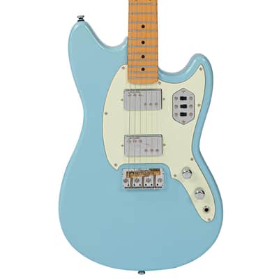 Vintage REVO Series 'Colt HH Twin' Hardtail Electric Guitar - Laguna Blue image 3
