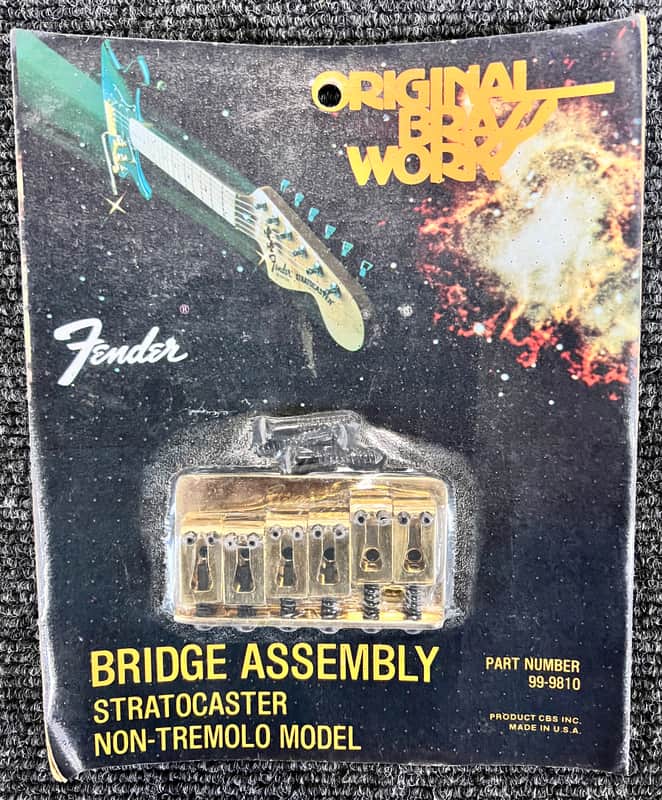 Mint Fender 99-9810 Stratocaster Brass Bridge Assembly Non-Tremolo 1970s - RARE!! image 1
