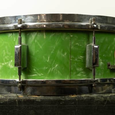 1930s Leedy 5x14 Broadway Standard Green Pearl Snare Snare Drum image 6
