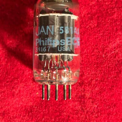 JAN Philips 12AU7 5814-A Matching Pair Vintage Military-Grade Audio Vacuum Tubes 1980s - Clear Glass/Blue Letter image 2