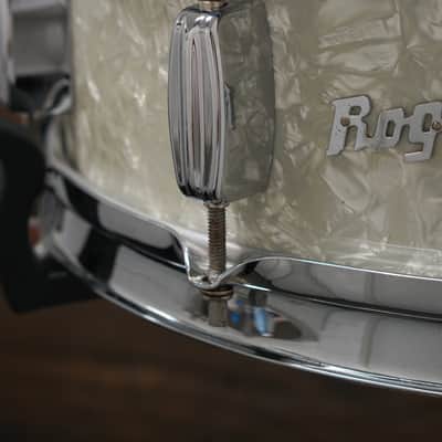 Rogers 5x14" Dynasonic Wood Snare Drum - 1960s White Marine Pearl image 3