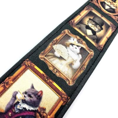 Fancy Cats Guitar Strap - Top Hat Cats Guitar Strap - Tea Time Cats Guitar Strap - Victorian Cats Guitar Strap - Universal Guitar Strap image 4
