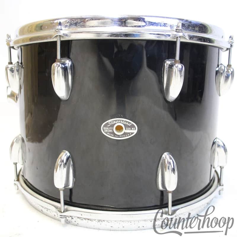 *Slingerland 14x10"Black Beauty Tom Drum 70s 5Ply Maple/Mahog Chrome Sound King image 1