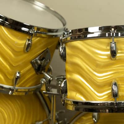 1960s Gretsch Gold Satin Flame "Double Bass" Drum Set image 8