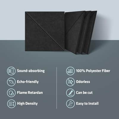 12 Pack Acoustic Panels, 12 X 12 Inches Diagonal Slot Sound Proof Panels, Acoustic Treatment Panels For Home Studio. (Black) image 6