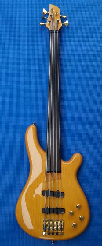 Fernandes  APB 100 unlined fretless 5 string bass 1990s EMG electronics/PUs + hard poly plastic case image 1