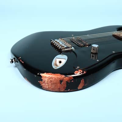 2002 Squier Tom Delonge Stratocaster Electric Guitar Black image 12