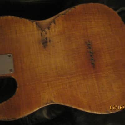 VTT Heavy Reliced Tele Style F***nder Telicaster 2017 Blond with Black Guard image 4