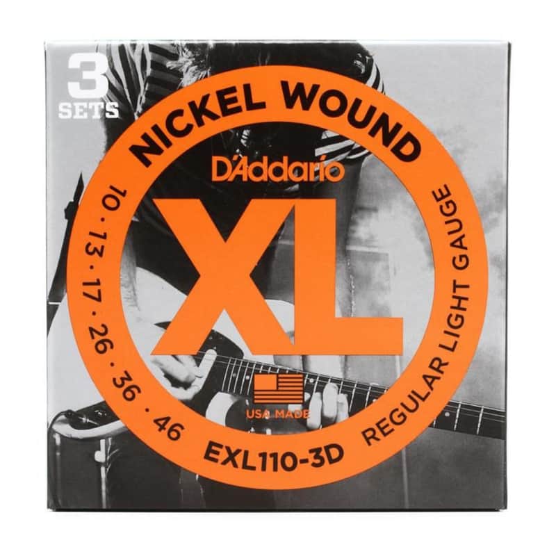 D'Addario EXL110-3D Nickel Wound Electric Guitar Strings, Regular Light Gauge 3-Pack image 1