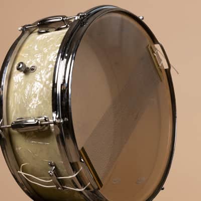 1960s Slingerland 5x14 White Marine Pearl Deluxe Student Snare Drum image 8