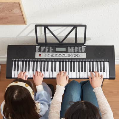 MUSTAR Black 61Key Lighted Up Electric Piano Keyboard Bench,Headphone,Microphone image 7