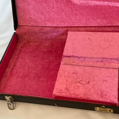 Vintage Ibanez RG Series UV1000 Black Tolex Hardshell Guitar Case Pink Interior image 15
