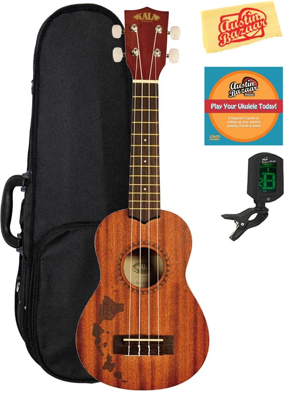 Kala KA-15S-H1 Satin Mahogany Soprano Ukulele - Hawaiian Islands w/ Hard Case image 1