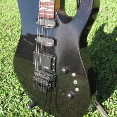 1980's Kaman Applause GTX 23 Black/Red metallic flake electric guitar made in Korea RARE image 2