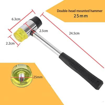Guitar Tool Kit include Double Headed Guitar Bass Fret Wire Rubber Hammer,Guitar Fret Crown File,Stainless Steel Fret Rocker,Fingerboard Guards Protectors and Grinding Stone for Guitar(1 hammer) image 2