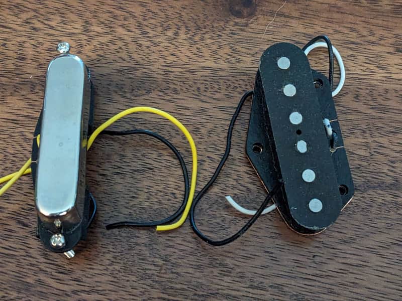 Squier By Fender Original Pickup Set: TCA1-B Bridge Pickup Black, TCA1-N Neck Chrome image 1