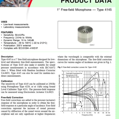 Bruel & Kjaer 1″ Free-field Microphone capsule  — Type 4145 image 9
