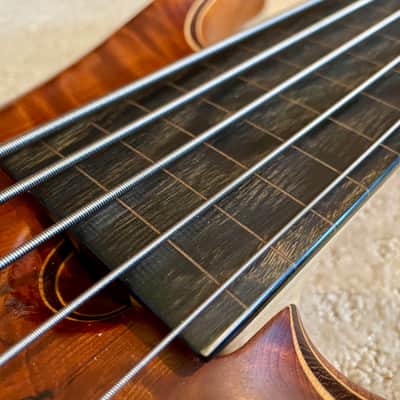 Immagine Roscoe LG Rustic Redwood Flamed Burl Fretless 5 string bass guitar *Gorgeous instrument* w/case - 8