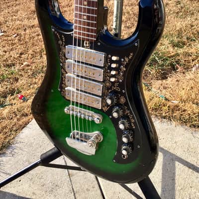 Vintage Teisco Kimberly Apollo Green Burst 4 Pickup Version image 3