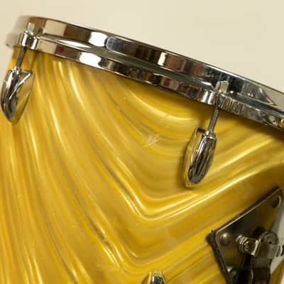 1960s Gretsch Gold Satin Flame "Double Bass" Drum Set image 14