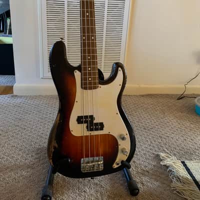 Electric Bass Guitar Custom Precision Maple neck Poplar body  2021 Tobacco sunburst 6.5 pounds image 3