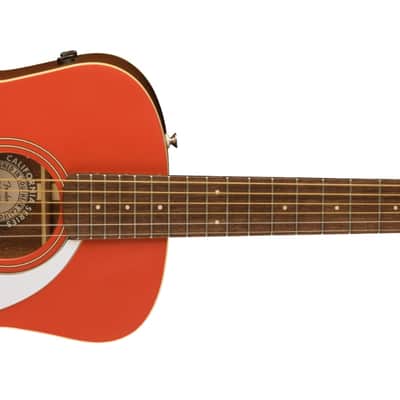 Fender Malibu Player Acoustic Guitar. Walnut Fingerboard, White Pickguard, Fiesta Red image 5