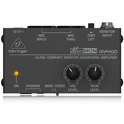 Behringer Micromon MA400 Ultra-Compact Monitor Headphone Amplifier, 15Hz-25 kHz Bandwidth, 2 kOhms Input Impedance image 6