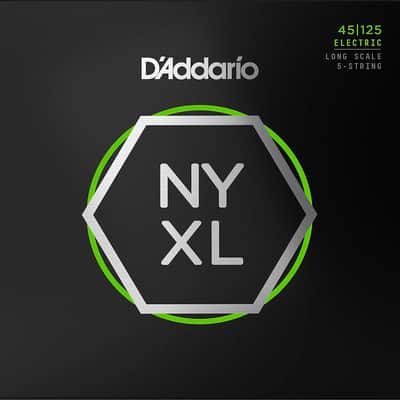 D'Addario NYXL45125 NYXL Light Top/Medium Bottom Nickel 5-String Bass Strings, 45-125 Long Scale image 1