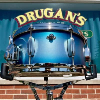 Slingerland Radio King Artist 6.5x14 3-Ply Mahogany/Poplar Snare Drum Silver & Blue Lacquer image 4