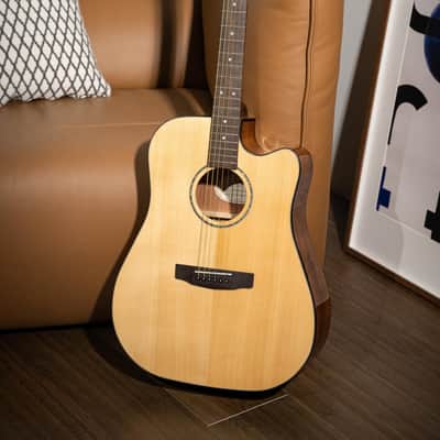 Cort EARTH60CENAT Earth Series Dreadnought Venetian Cutaway Solid Spruce Top Mahogany Neck 6-String Acoustic-Electric Guitar image 10