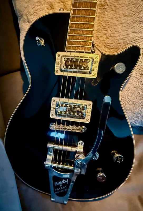 Gretsch G5230T Electromatic Jet FT-Upgrades! B7 Bigsby-Callaham-Seymour Duncan Psyclone-Bone Nut-CTS-Bournes-Emerson-Sprague-BrigsBiggs-Super Squishy Spring-Real Life Relics Aged Rings- Guyker Deluxe Tuning Gears-Black image 1