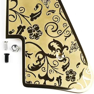 Stainless Steel Pick Guard Scratch Plate 2-Hole Mount Engraved Metal Electric Guitar Pickguard Replacement Parts(Gold) image 1