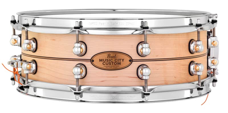 Pearl *Pre-Order* Music City Custom 14x5" Maple Solid Shell Kit Snare Nashville Natural Boxwood Rose Center Inlay | NEW | Made in the USA | Special Order | Authorized Dealer image 1