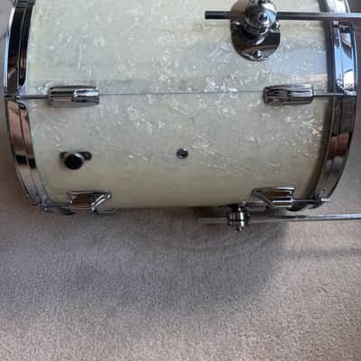 Rogers Vintage Swivo era Dayton Holiday Floor Tom Drum 16” x 16” WMP 60s - White Marine Pearl image 22