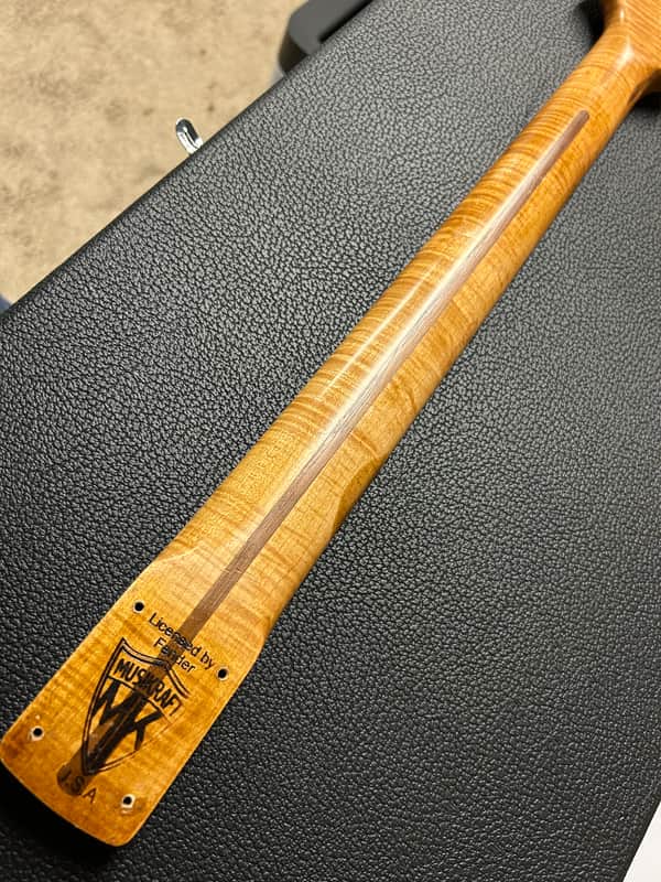 Musikraft Flame Maple Relic USA Stratocaster Neck with Tuners image 1
