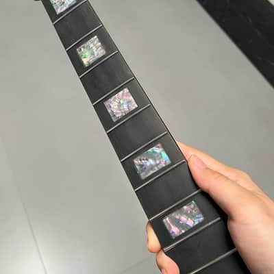 AAAAA Ebony fretboard Bone nut Roasted flame Maple Electric Guitar Neck Round stainless steel 22 frets Colored shell blocks Inlay satin image 1