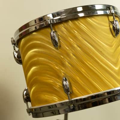 1960s Gretsch Gold Satin Flame "Double Bass" Drum Set image 16
