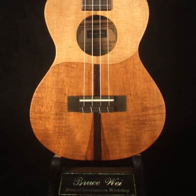 Handmade Soprano Ukulele, Solid Spruce, Hawaiian Koa, Mermaid Inlay, Soft-bag, Bruce Wei UG13-2225 image 6