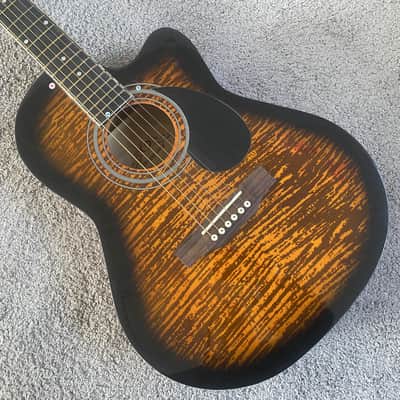 Veneer Tiger Maple Top 40 Inch Acoustic Guitar, Mahogany Neck Rosewood Fretboard image 1