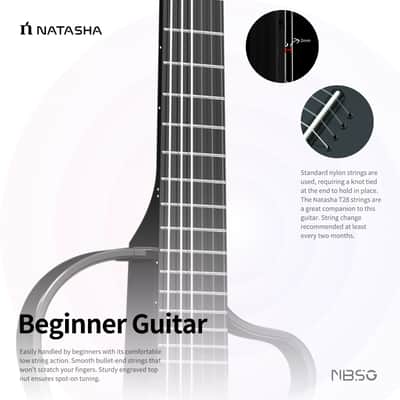 Natasha Bamboo Smart Guitar NBSG (Natural) - Nylon Wireless Smart Guitar  2024 - Satin image 13