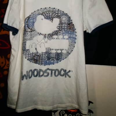 woodstock xs woman distressed sparkle gem tee -  love peace hendrix santana janis sly hippie image 2